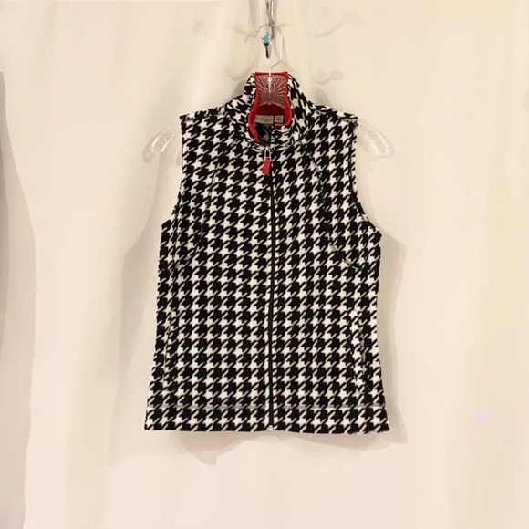 Kim Rogers Jackets & Blazers - Kim Rogers Black/White Houndstooth Fleece Vest